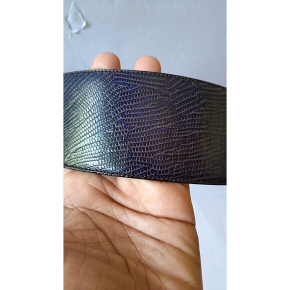 Donna Karan Leather Wide Belt MADE in ITALY Genuine Leather Deep Purple Vtg New - Picture 10 of 10